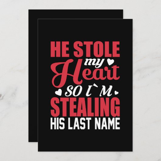 彼は私のハートを盗んだので、私は彼の姓を盗んだ 招待状 (正面/裏面)