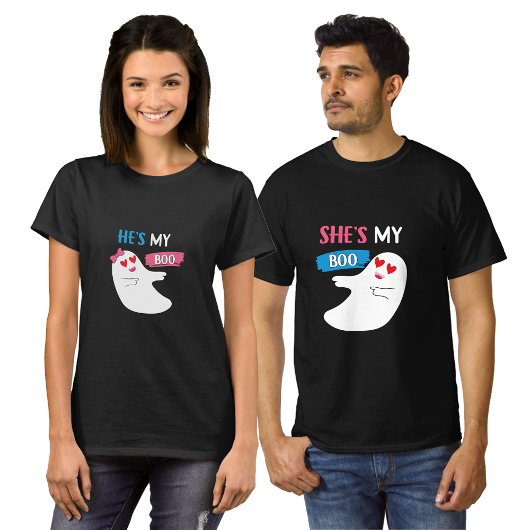 彼は私のブー – カップルのための面白いハロウィンシャツ Tシャツ