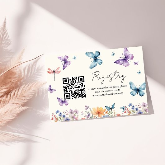 彼は私の与え蝶のブライダルシャワーレジストリ エンクロージャーカード