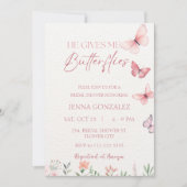 彼は私の与え蝶のワイルドフラワーのブライダルシャワー 招待状 (正面)