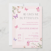 彼は私の与え蝶のワイルドフラワーのブライダルシャワー 招待状 (正面)