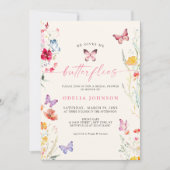 彼は私の与え蝶のワイルドフラワーのブライダルシャワー 招待状 (正面)