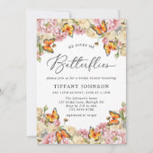 彼は私の与え蝶の牡丹のブライダルシャワー 招待状 (正面)