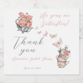 彼は私の与え蝶の茶のフローラシャワーの好意 スパークリングワインラベル (シングルラベル)