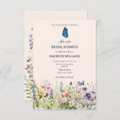 彼は私の与え蝶の野花ブライダルシャワー 招待状 (正面/裏面)