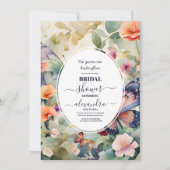 彼は私の与え蝶ほこりっぽい紫のブライダルシャワー 招待状 (正面)