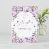 彼は私の与え蝶パープルブライダルシャワー 招待状 (スタンド正面)