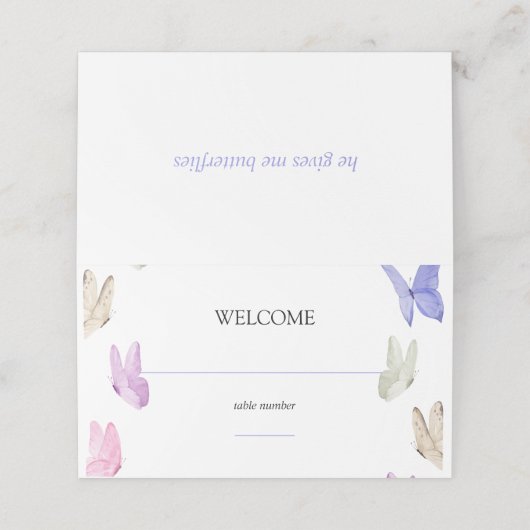 彼は私の与え蝶ミニマルブライダルシャワー プレイスカード (外部開封)