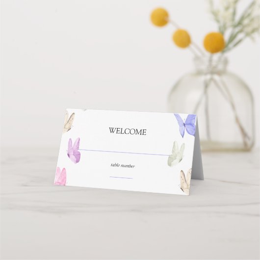 彼は私の与え蝶ミニマルブライダルシャワー プレイスカード (正面)