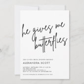 彼は私の与え蝶ミニマルブライダルシャワー 招待状 (正面)