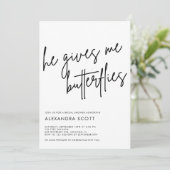 彼は私の与え蝶ミニマルブライダルシャワー 招待状 (スタンド正面)