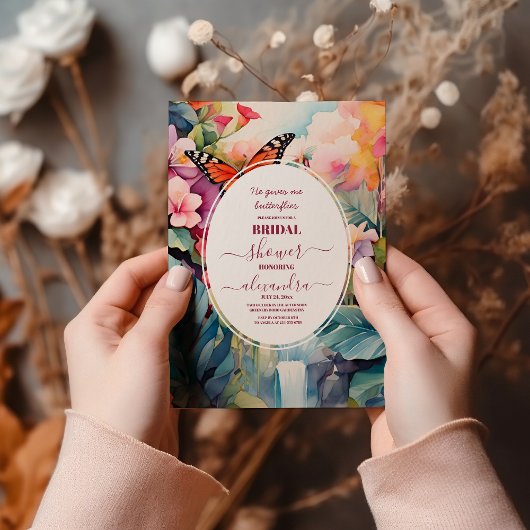 彼は私の与え蝶ミニマルブライダルシャワー 招待状