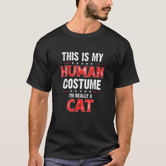 彼は私の人間のコスチュームで本当に猫だ Tシャツ (正面)