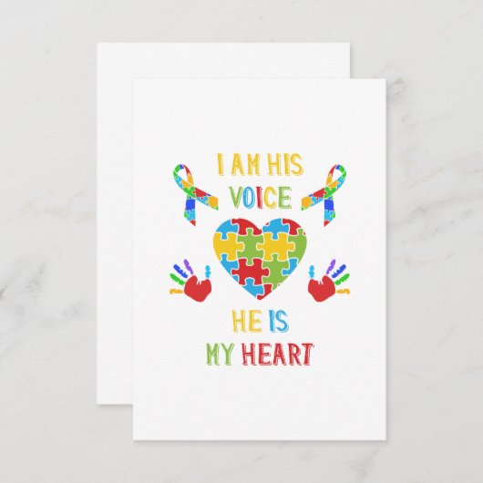 彼は私の自閉症のハートです サンキューカード (正面/裏面)