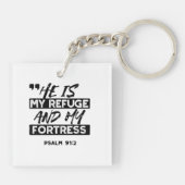 彼は私の避難所であり、私の要塞である – Psalm 91:2 Bible キーホルダー (裏面)