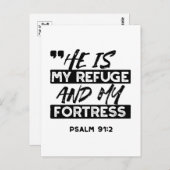 彼は私の避難所であり、私の要塞である – Psalm 91:2 Bible ポストカード (正面/裏面)