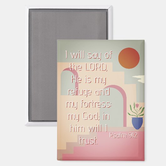 彼は私の避難所Psalm 91聖書の聖なる書物、 経典 マグネット (正面/裏面)