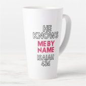 彼は私をイザヤ43時1分という名で知っている カフェラテマグ (右アングル)