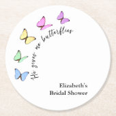 彼は私をドキドキさせる プレ花嫁のシャワー ラウンドペーパーコースター (正面)
