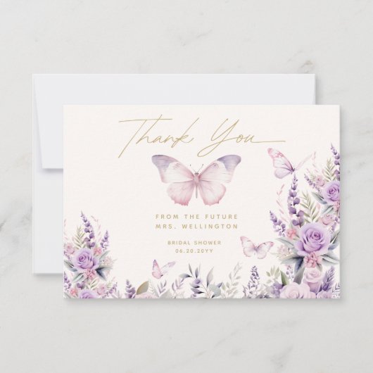 彼は私をドキドキさせる ワイルドフラワーのウェディングシャワー サンキューカード (正面)