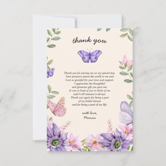 彼は私をドキドキさせる ワイルドフラワーズのウェディングシャワー サンキューカード (正面)