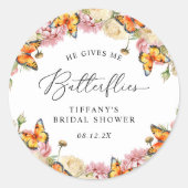 彼は私をドキドキさせる 牡丹の花のブライダルシャワー ラウンドシール (正面)