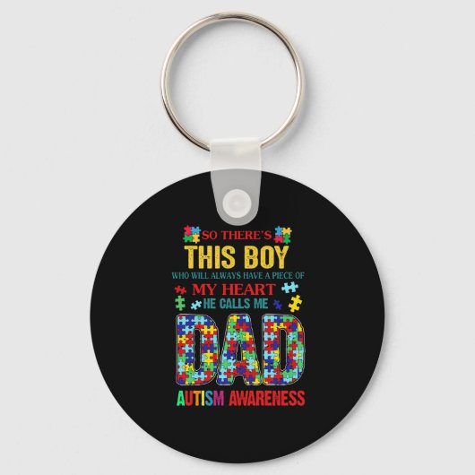 彼は私をパパと呼ぶ – 自閉症の意識 キーホルダー (正面)