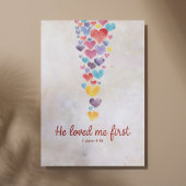彼は私を最初に愛した – 1ヨハネ4:19水彩ハート ポスター