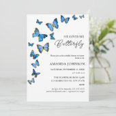 彼は私与えの蝶のシャワーの招待 招待状 (スタンド正面)