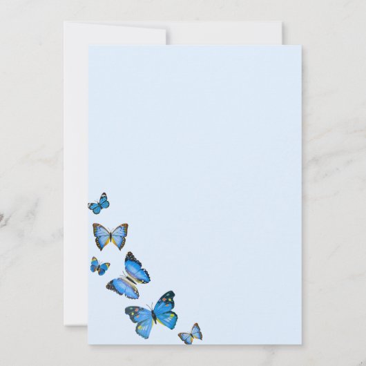 彼は私与えの蝶のシャワーの招待 招待状 (裏面)