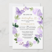 彼は私与えの蝶のシャワーの招待 招待状 (正面)