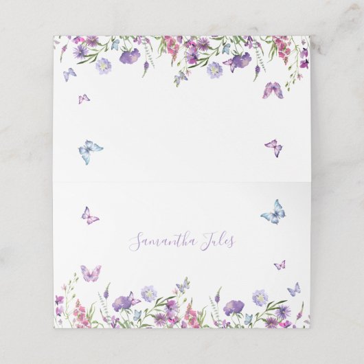 彼は私与えの蝶のフローラブライダルシャワー プレイスカード (外部開封)