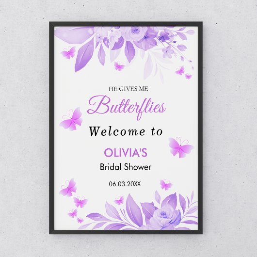 彼は私与えの蝶のブライダルシャワー歓迎 ポスター