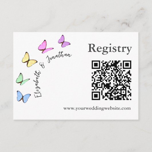 彼は私与えの蝶のブライダルシャワー エンクロージャーカード (正面)