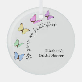 彼は私与えの蝶のブライダルシャワー ガラスオーナメント