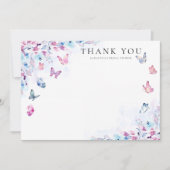 彼は私与えの蝶のブライダルシャワー サンキューカード (正面)