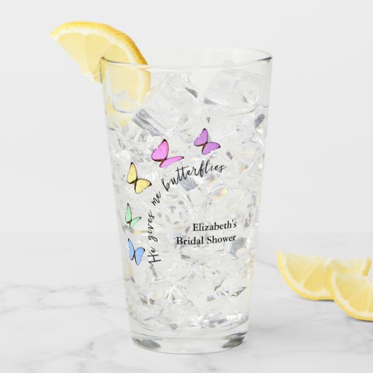 彼は私与えの蝶のブライダルシャワー タンブラーグラス (アイス正面)