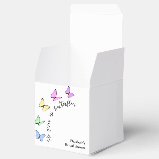 彼は私与えの蝶のブライダルシャワー フェイバーボックス (オープン)