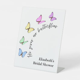 彼は私与えの蝶のブライダルシャワー 台座サイン