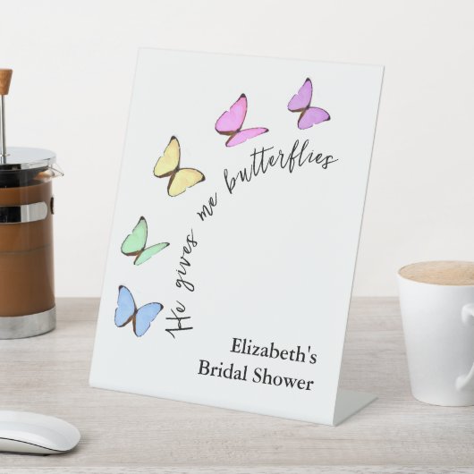 彼は私与えの蝶のブライダルシャワー 台座サイン (インサイチュ)