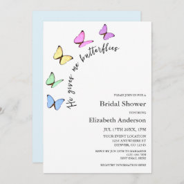 彼は私与えの蝶のブライダルシャワー 招待状