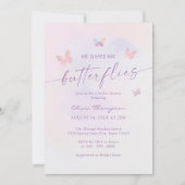 彼は私与えの蝶のブライダルシャワー 招待状 (正面)