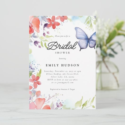 彼は私与えの蝶のブライダルシャワー 招待状 (スタンド正面)