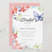 彼は私与えの蝶のブライダルシャワー 招待状 (正面/裏面)