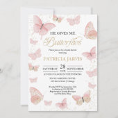 彼は私与えの蝶のブライダルシャワー 招待状 (正面)