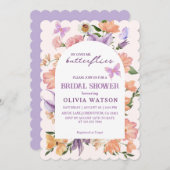 彼は私与えの蝶のブライダルシャワー 招待状 (正面/裏面)