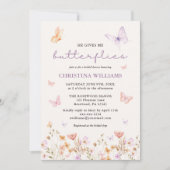 彼は私与えの蝶のブライダルシャワー 招待状 (正面)