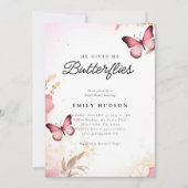 彼は私与えの蝶のブライダルシャワー 招待状 (正面)