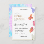 彼は私与えの蝶のブライダルシャワー 招待状 (正面/裏面)