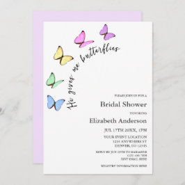 彼は私与えの蝶のブライダルシャワー 招待状